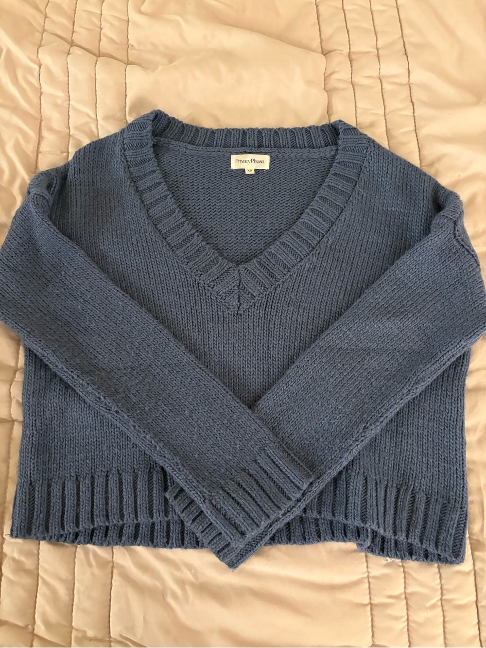 REVOLVE Privacy Please Blue V-Neck Knitted Sweater